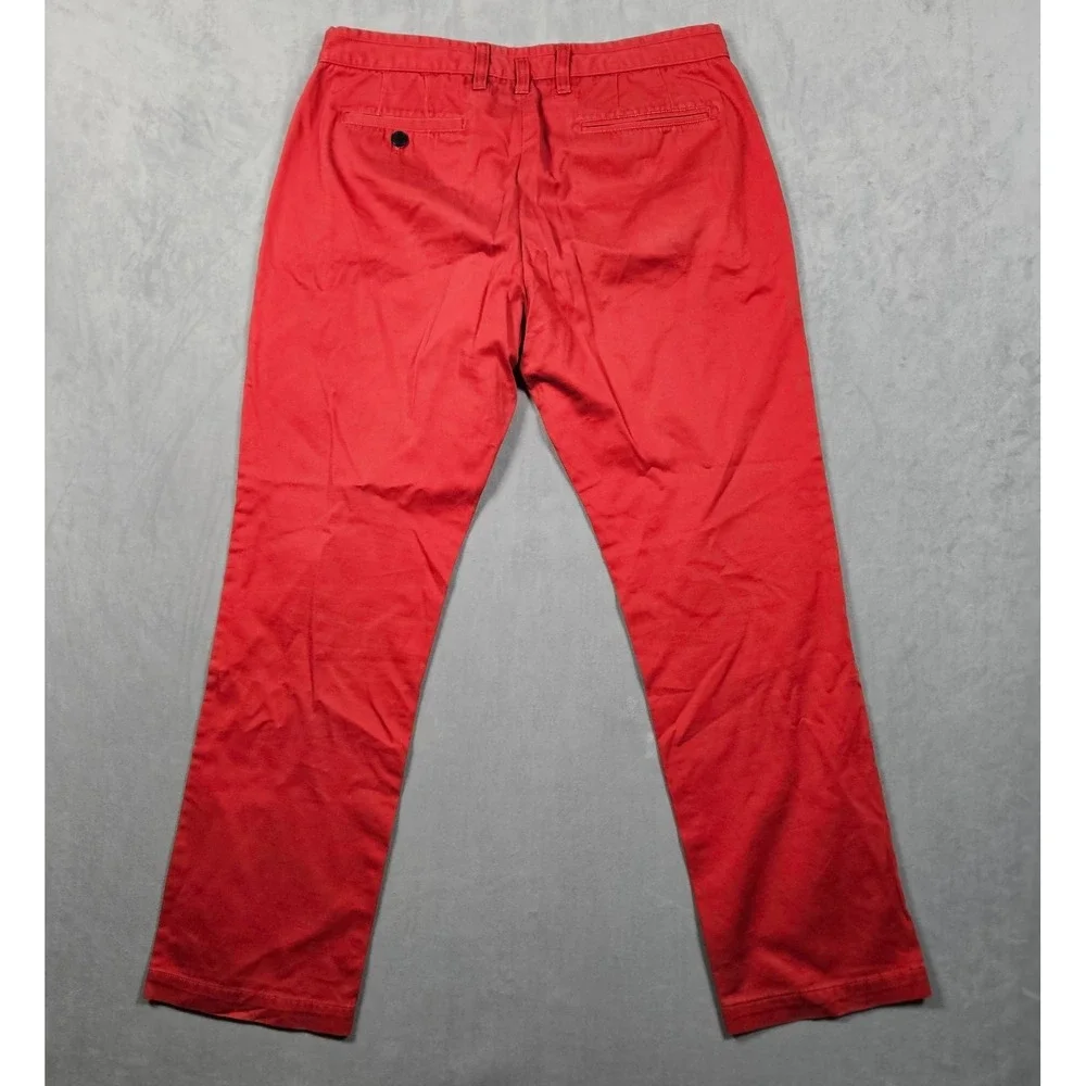 Paul Smith Jeans Pants Mens 34x29 Red Flat Front Chino‎ Trousers Slash Pockets